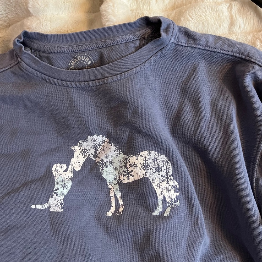 Amadora Sport L/XL Dog Horse Snow Graphic Comfy Fall Winter Spring Sweatshirts